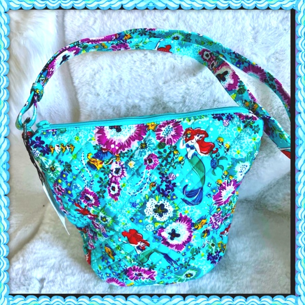 Disney Vera Bradley Ariel Little Mermaid Floral Bucket Crossbody Bag NWT